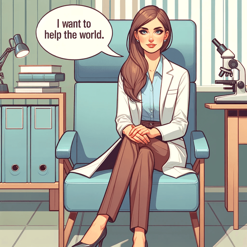 A woman scientist that wants to help the World